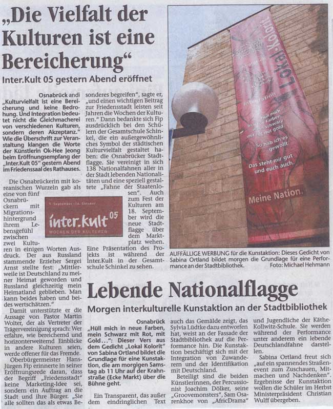 Sabina Philippa Ortland, Neue Osnabrücker Zeitung